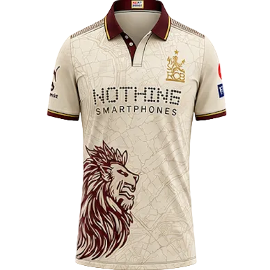 NextPrint RCB Beige Map Lion Jersey – Premium Player Version Cricket T-Shirt
