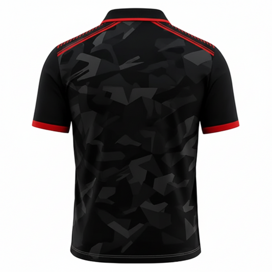 NextPrint RCB Black Camo Red Trim Jersey – Premium Player Version Cricket T-Shirt