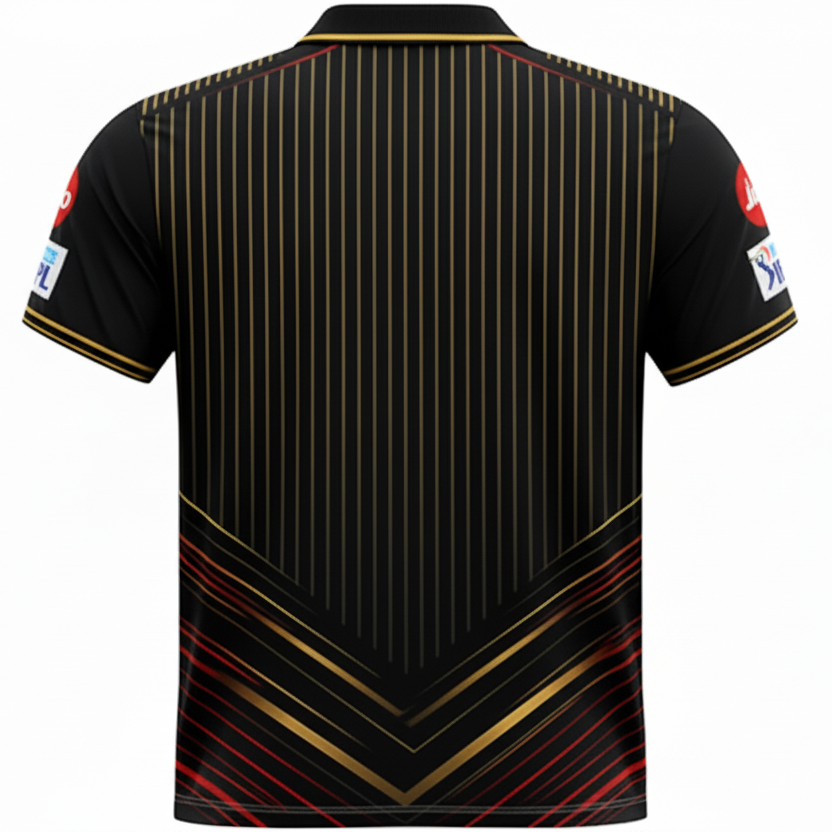 NextPrint RCB Black Gold Pinstripe Jersey – Premium Player Version Cricket T-Shirt