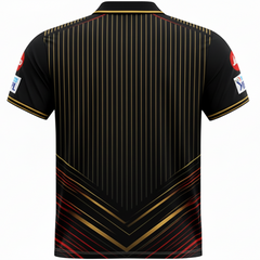 NextPrint RCB Black Gold Pinstripe Jersey – Premium Player Version Cricket T-Shirt