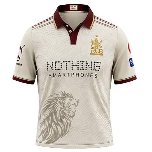 NextPrint RCB Cream Lion Edition Jersey – Premium Player Version Cricket T-Shirt