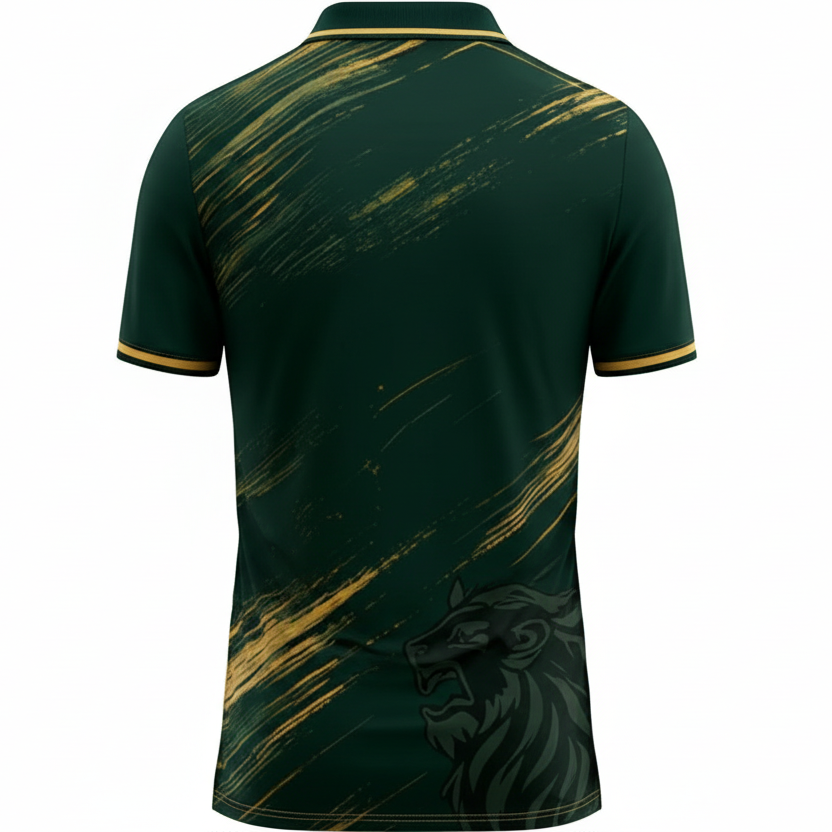 NextPrint RCB Green Gold Streak Jersey – Premium Player Version Cricket T-Shirt