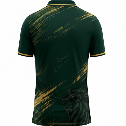 NextPrint RCB Green Gold Streak Jersey – Premium Player Version Cricket T-Shirt