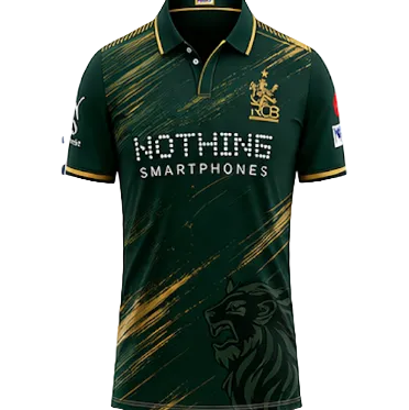 NextPrint RCB Green Gold Streak Jersey – Premium Player Version Cricket T-Shirt
