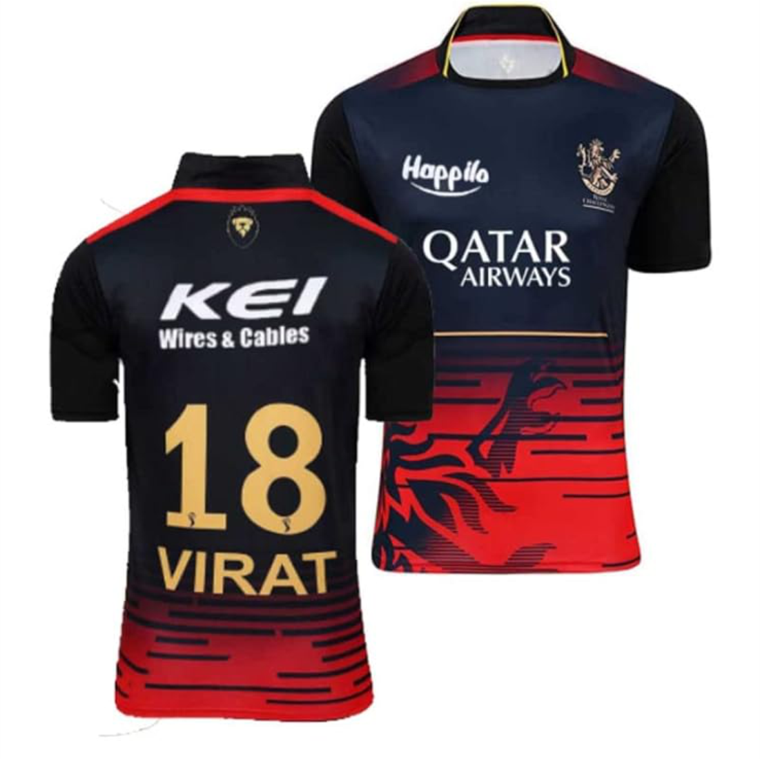 Customizable black red cricket jersey with player name and number for IPL fans