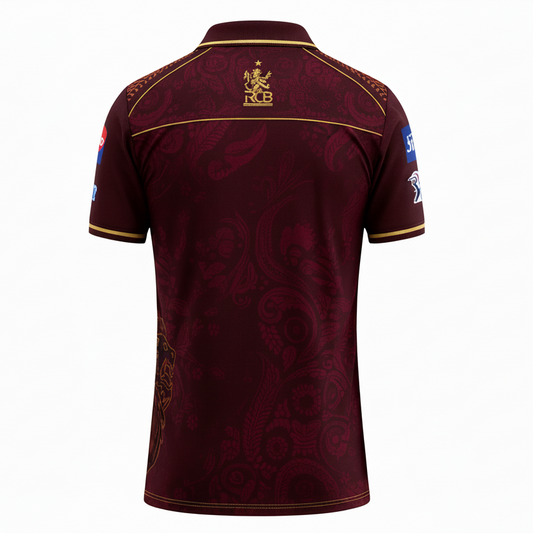 NextPrint RCB Maroon Lion Ornament Jersey – Premium Player Version Cricket T-Shirt