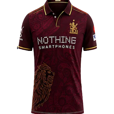 NextPrint RCB Maroon Lion Ornament Jersey – Premium Player Version Cricket T-Shirt