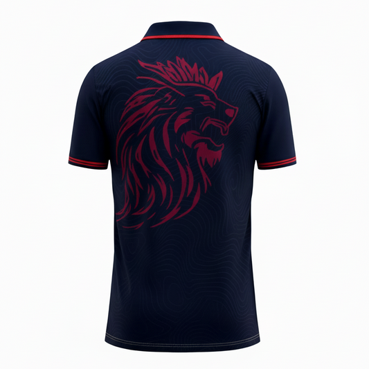 NextPrint RCB Navy Blue Lion Graphic Jersey – Premium Player Version Cricket T-Shirt