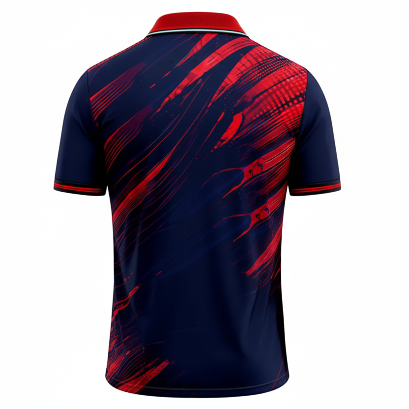 NextPrint RCB Navy Blue Red Brush Cricket Jersey – Premium Player Version Sports T-Shirt