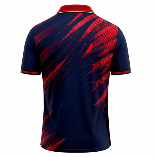 NextPrint RCB Navy Blue Red Brush Cricket Jersey – Premium Player Version Sports T-Shirt
