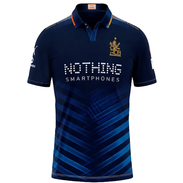 NextPrint RCB Navy Blue Striped Jersey – Premium Player Version Cricket T-Shirt