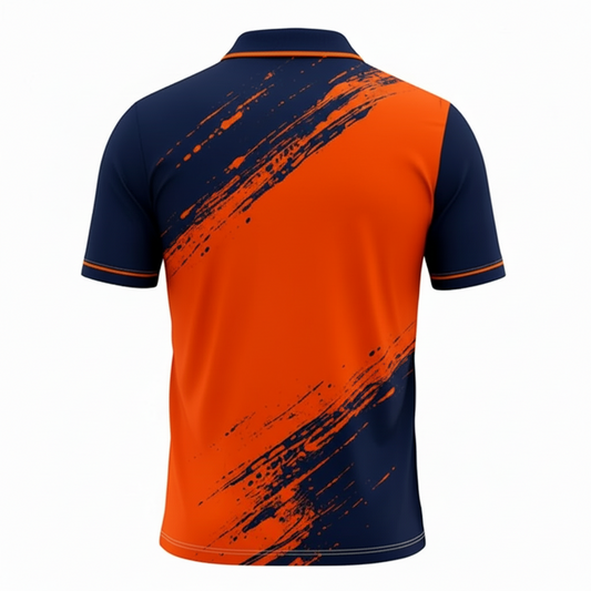 NextPrint RCB Orange Navy Brush Stroke Jersey – Premium Player Version Cricket T-Shirt
