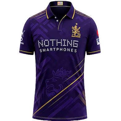 NextPrint RCB Purple Gold Stripe Lion Jersey – Premium Player Version Cricket T-Shirt