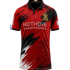 NextPrint RCB Red Black Brush Stroke Jersey – Premium Player Version Cricket T-Shirt