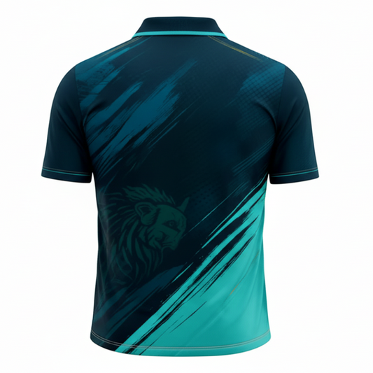 NextPrint RCB Teal Blue Lion Gradient Jersey – Premium Player Version Cricket T-Shirt