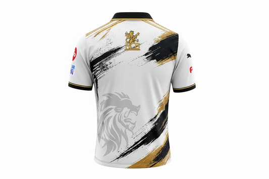 Next Print RCB White Black Gold Cricket Jersey 2025 Player Edition – Custom Name & Number Premium Sports T-Shirt