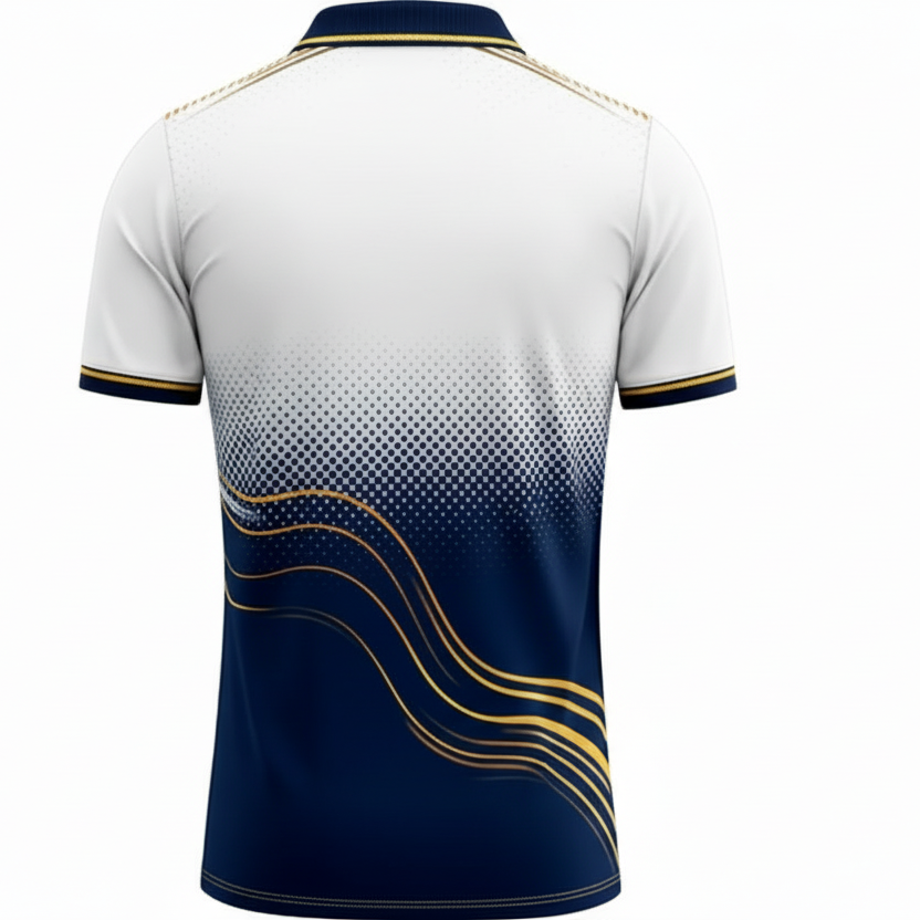 NextPrint RCB White Navy Wave Gradient Jersey – Premium Player Version Cricket T-Shirt