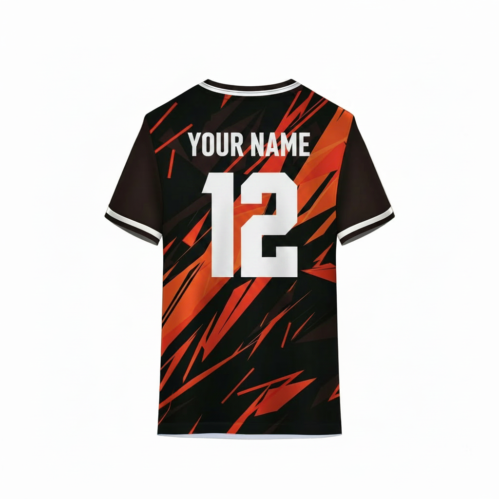 Next print Orange Black Sports Jersey for Men | Custom Team Jersey for Cricket, Football & Gym Wear