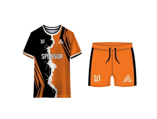 NextPrint Custom Orange & Black Lightning Football Jersey Set – Personalized Name & Number Print