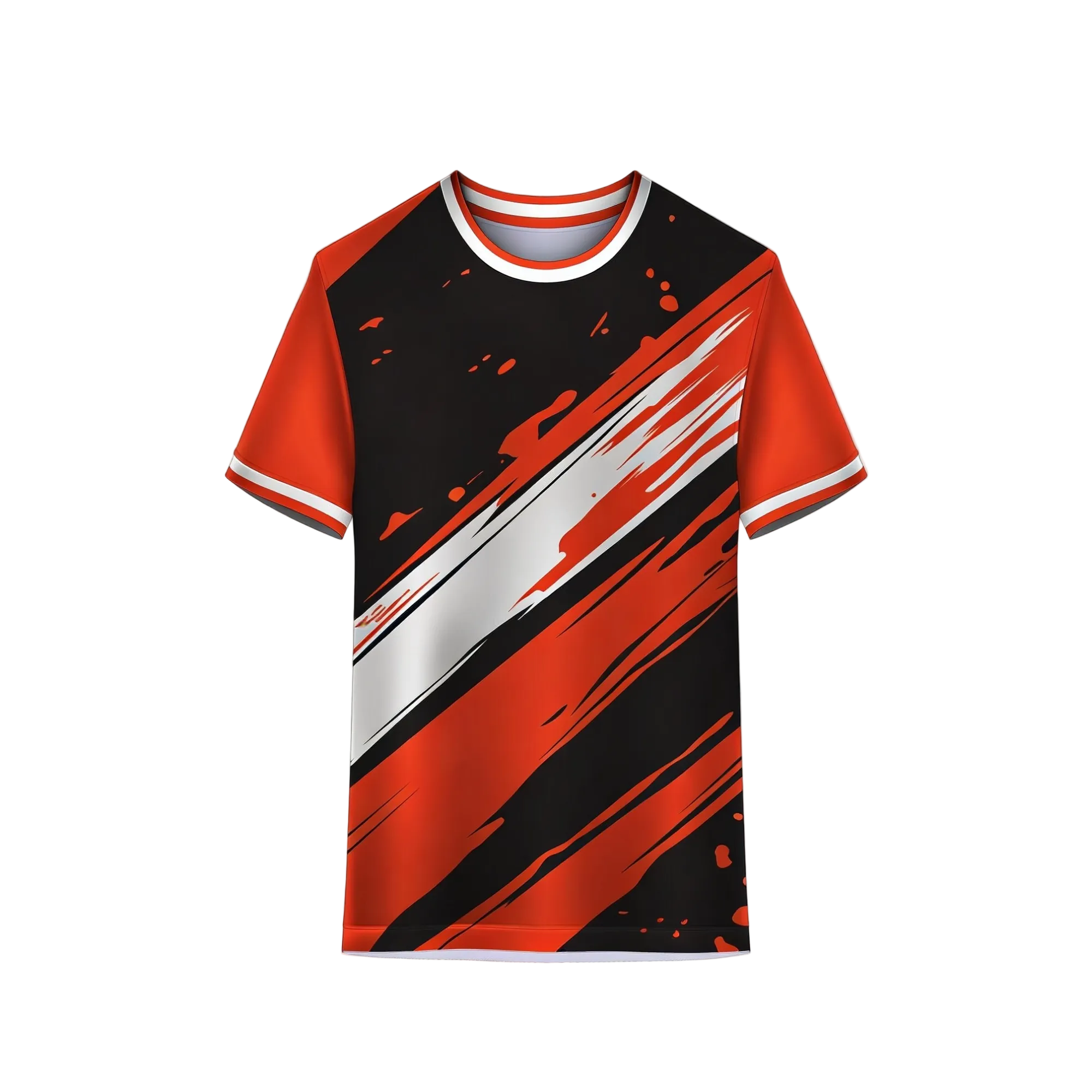 Orange and black geometric custom sports jersey for cricket and football teams by NextPrint India