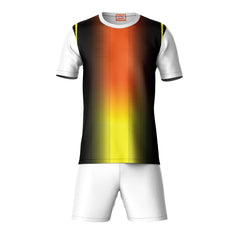 Orange black gradient sports t-shirt with white shorts co-ord set front view