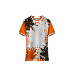 Orange Black Grunge Splatter Custom Cricket Football Jersey by NextPrint