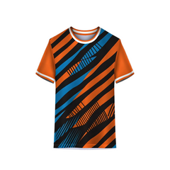 Orange Blue Abstract Sports Jersey Design with Sublimation Print for Custom Team Uniforms