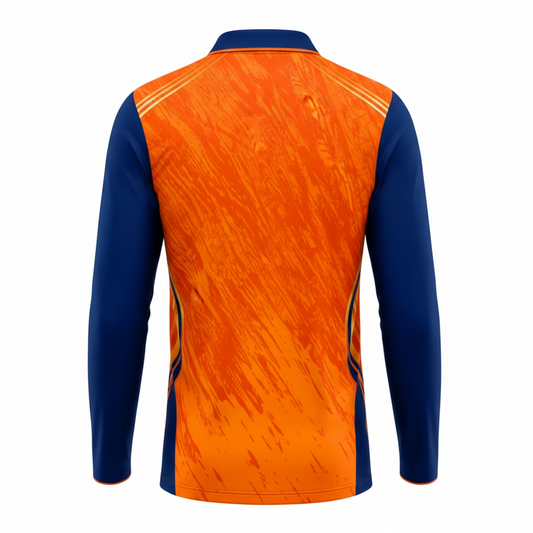 Next print Custom Orange Blue Cricket Jersey with Name & Number | Personalized Team Sports T-Shirt India