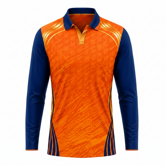 Next print Custom Orange Blue Cricket Jersey with Name & Number | Personalized Team Sports T-Shirt India