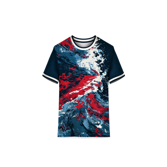 Custom round neck sports jersey with personalized name and number