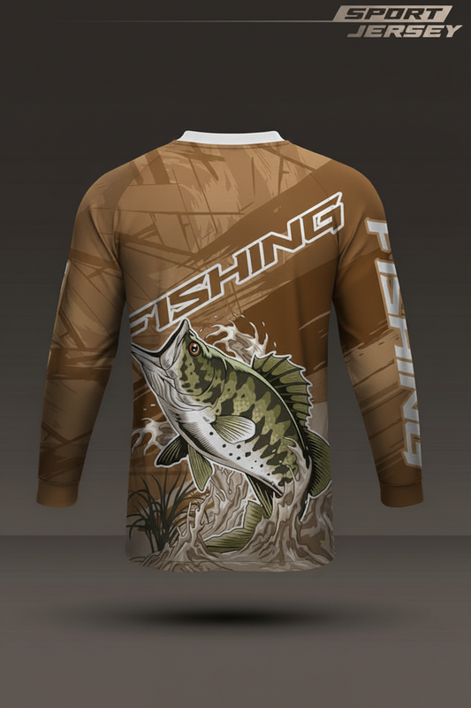 Custom Brown Fishing T-SHIRT with Fish Graphic Sublimation Print for Outdoor Sports | NextPrint India