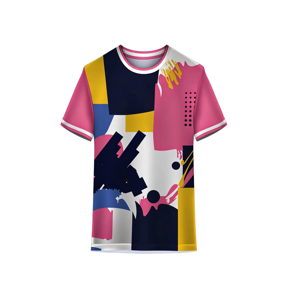 Pink abstract colorful sports t-shirt custom jersey design for cricket football gym sportswear by NextPrint