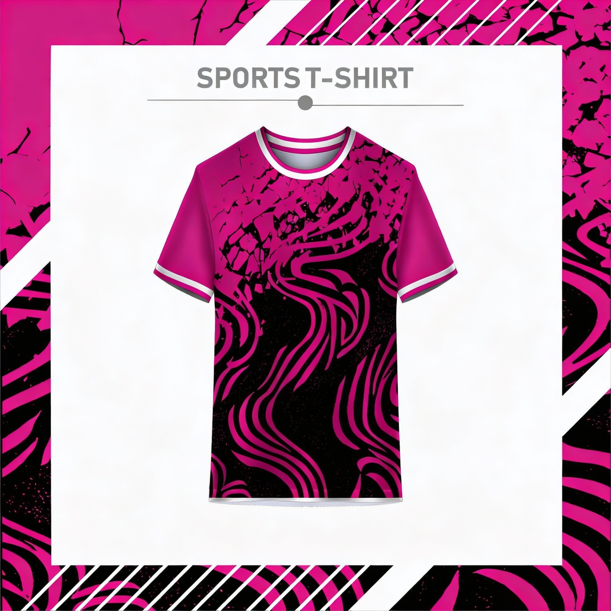 Pink and black custom sports t-shirt front view breathable athletic jersey