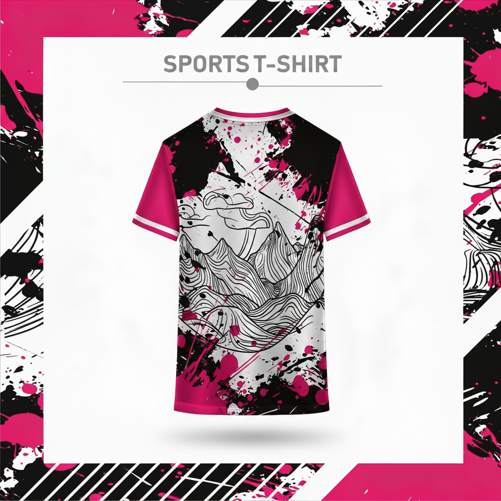 Mountain pattern performance sports t-shirt design