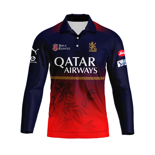 Next Print Customised Ipl Royal Challengers Bengaluru Printed Polo Collar Full Sleeves 2025 Jersey