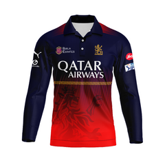 Next Print Customised Ipl Royal Challengers Bengaluru Printed Polo Collar Full Sleeves 2025 Jersey