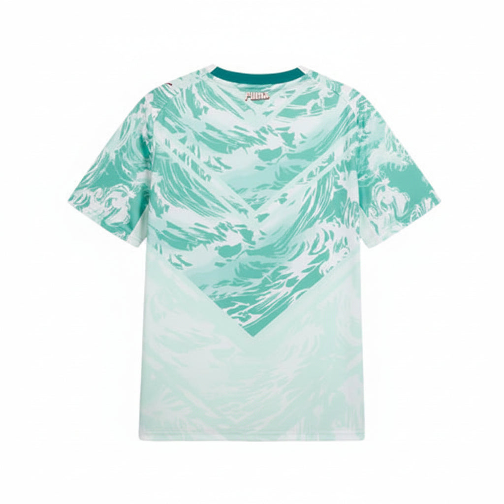 Mint green white football jersey back side with custom player number