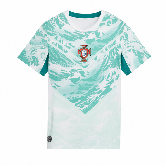 Portugal inspired mint green white football fan jersey front view