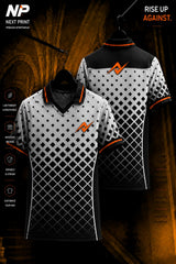 Premium black white gradient diamond sublimation polo sports jersey with custom logo by Next Print