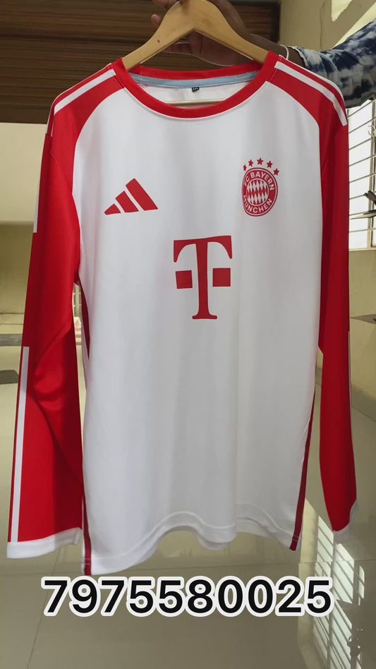 NextPrint Custom White Red Long Sleeve Soccer Jersey with Name Number – Munich Style Sports Wear India