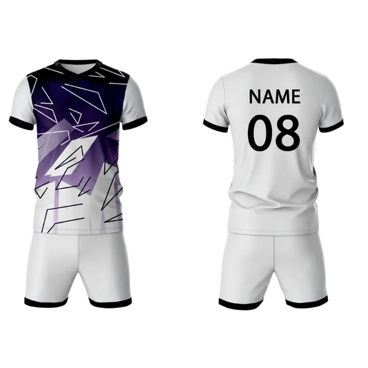 Purple geometric flash sports jersey set for men back view