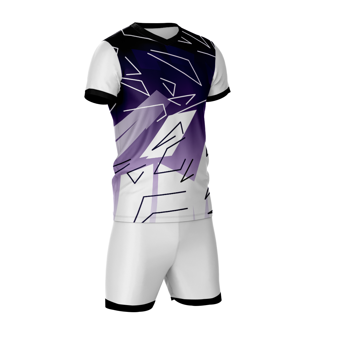 Premium purple geometric flash sports jersey side angle sportswear view