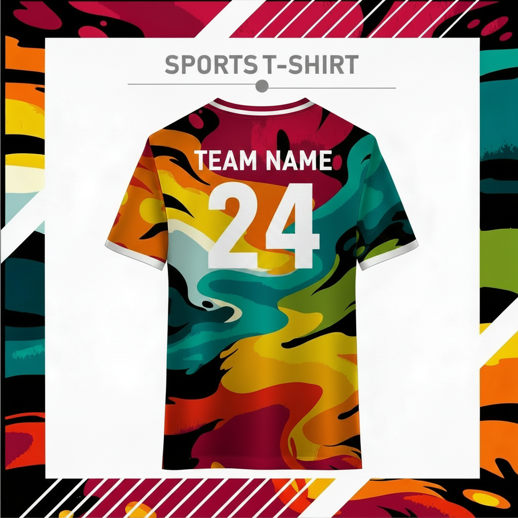 Lightweight multicolour athletic t-shirt for gym and sports training