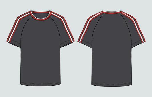 Next Print Raglan short sleeve t shirt template front and back