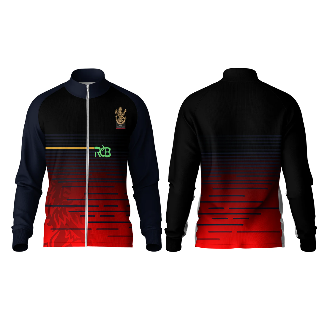 Custom red and black Bangalore cricket team jacket with name and number