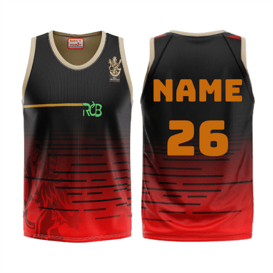 RCB 2026 custom basketball jersey black red sleeveless sports jersey with personalized name and number
