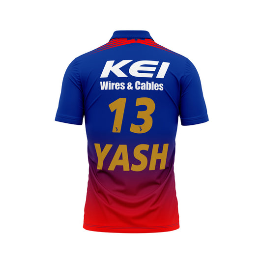 RCB 2026 IPL Half Sleeve Polo T Shirt Blue Red Cricket Fan Jersey back View