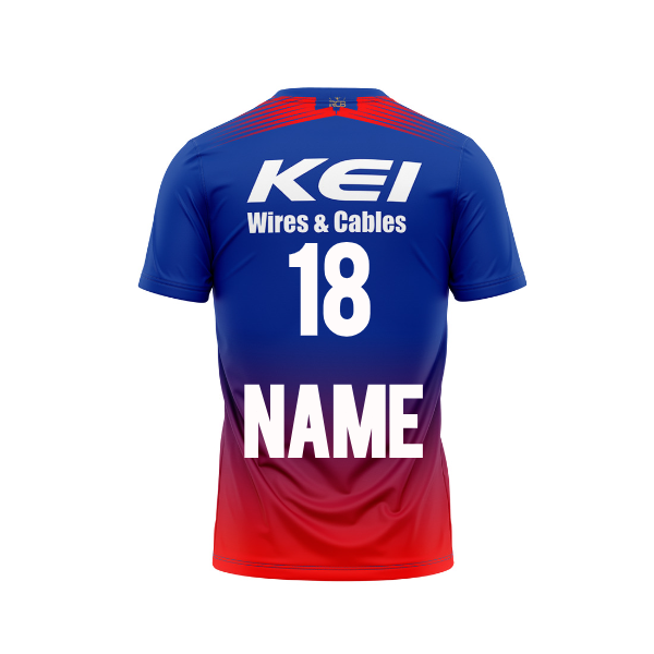 RCB 2026 red blue cricket fan t shirt half sleeve round neck sports jersey for men