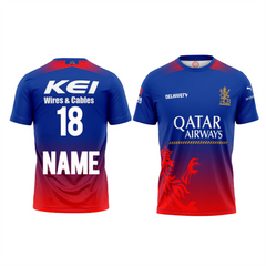 RCB 2026 red and blue round neck half sleeve cricket t shirt for men custom fan jersey India