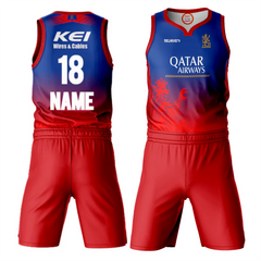 RCB basketball jersey with shorts blue red custom sports uniform by NextPrint